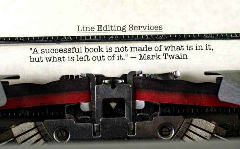 Heather Sangster Line Editing Services pic with a Mark Twain quote about what makes a successful book.