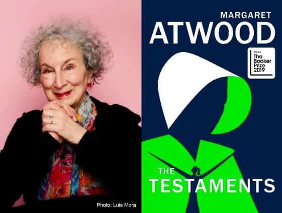 Internationally best-selling, multi-award-winning author Margaret Atwood and her book The Testaments.