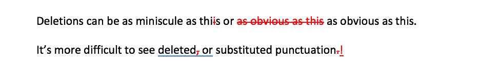 Two sentences showing examples of small and large deletions.